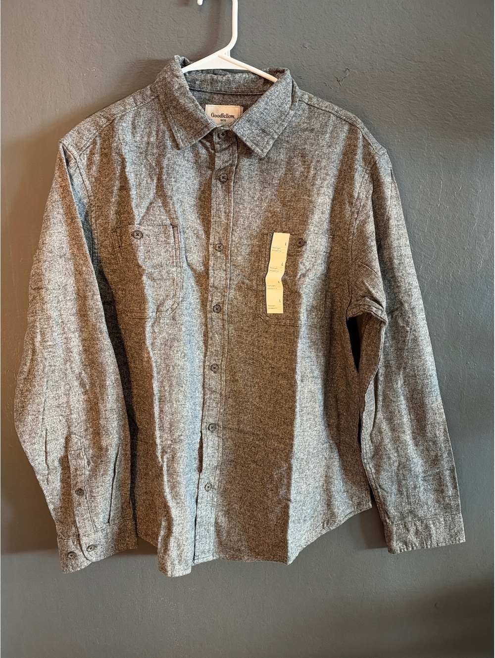 Goodfellow & Co Men's Long Sleeve Button-Up Shirt, Size Large, Gray